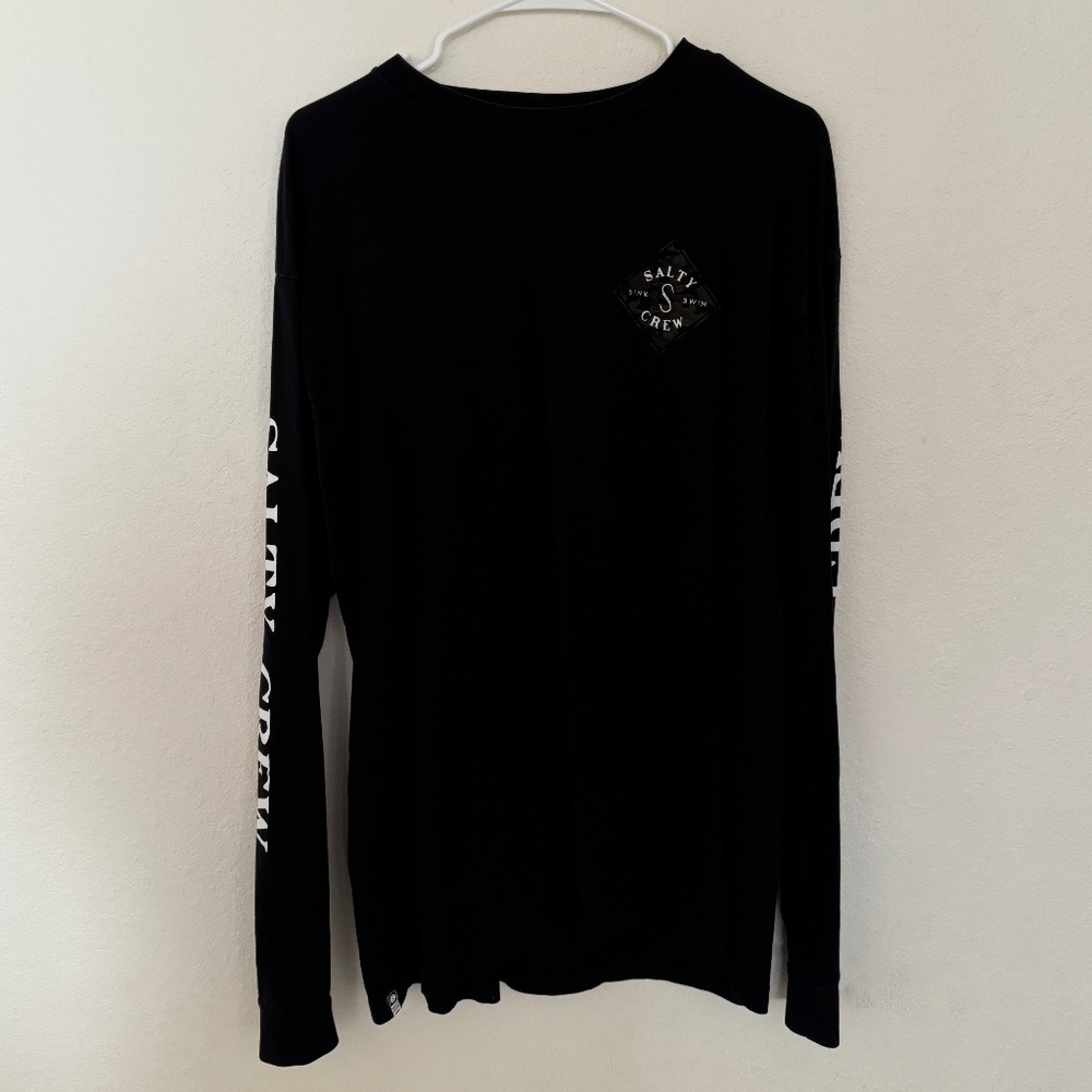 Salty Crew Tippet Camo Fill Black L/S Premium Tee Size X-Large
